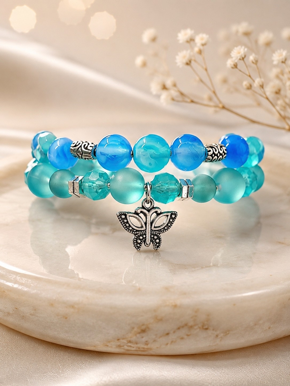 Turquoise Butterfly Stretch Anklet